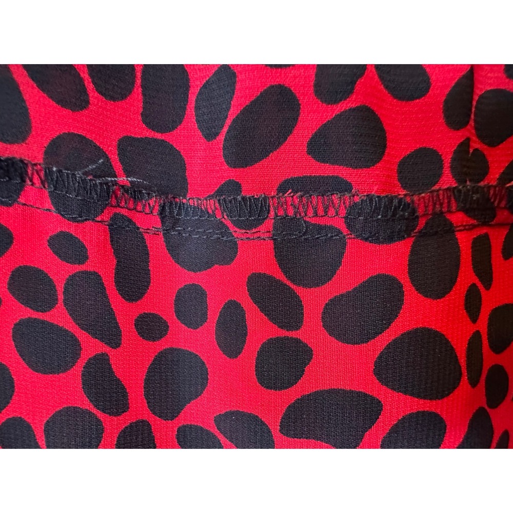 Vintage Red Black Print Flamenco Midi Art Deco Flapper Tiered ruffle dress 8 - Picture 13 of 16